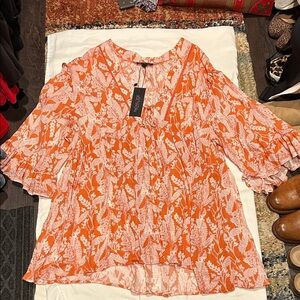 Rachel Zoe White Floral Top/Tunic/Dress/Cover Up